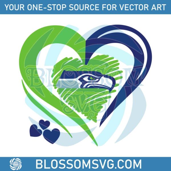 Seattle Seahawks Heart Logo NFL Team SVG