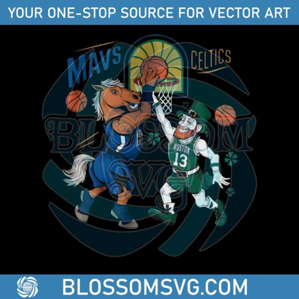 Mavericks vs Celtics Match Up NBA Final Mascot SVG