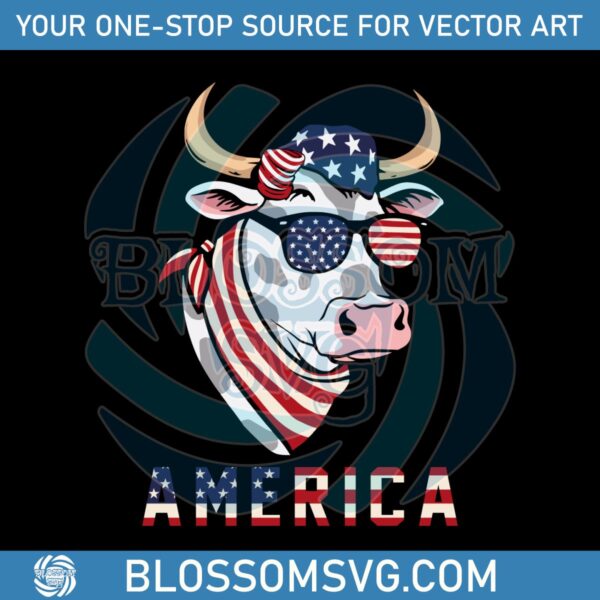 Cow Of America Highland 4th July American Flag Independence Day Svg