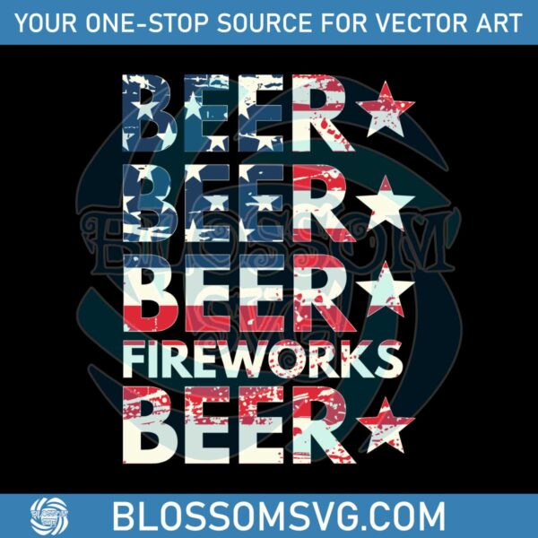 4th Of July Beer Fireworks American Flag SVG