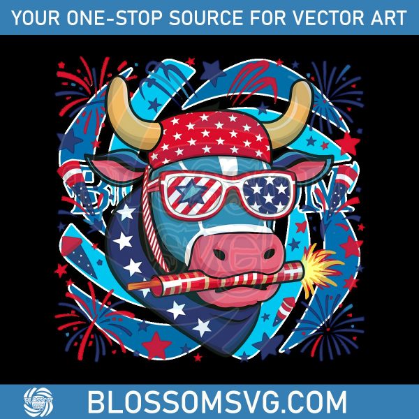 Patriotic Cow Western American Independence Day 4th Of July Png