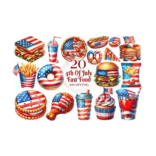 Fast Food For 4th Of July PNG Bundle