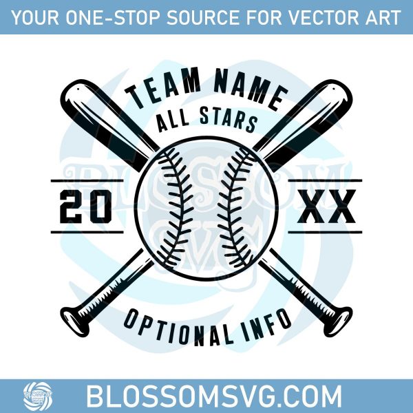 Custom All Stars Softball Baseball Team Stitching SVG