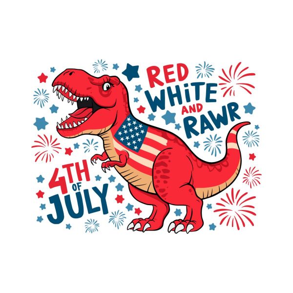 4th Of July Red White Rawr Dinosaur USA Power SVG