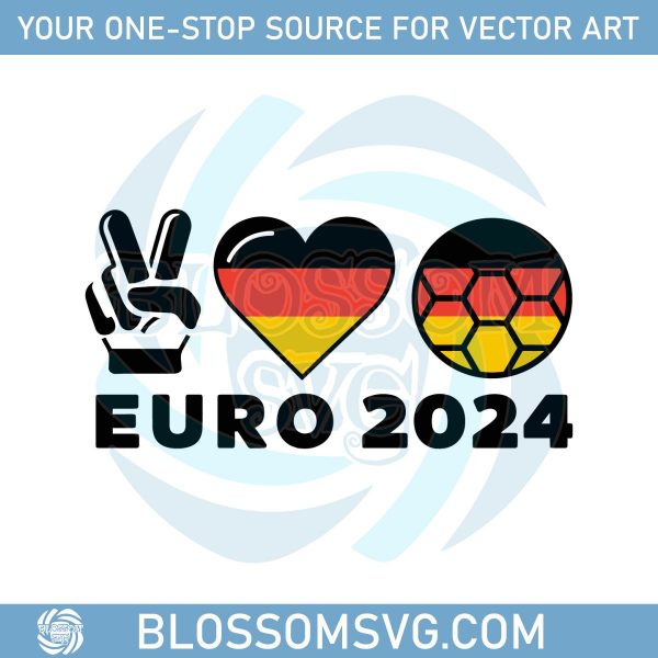 Euro 2024 Germany Peace Love Soccer Euro Football SVG