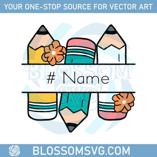 custom-pencil-name-frame-teacher-gifts-pencil-split-monogram-frame-back-to-school-svg