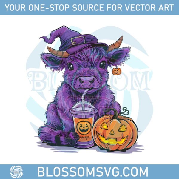 halloween-highland-cow-cute-witch-spooky-cute-cow-png