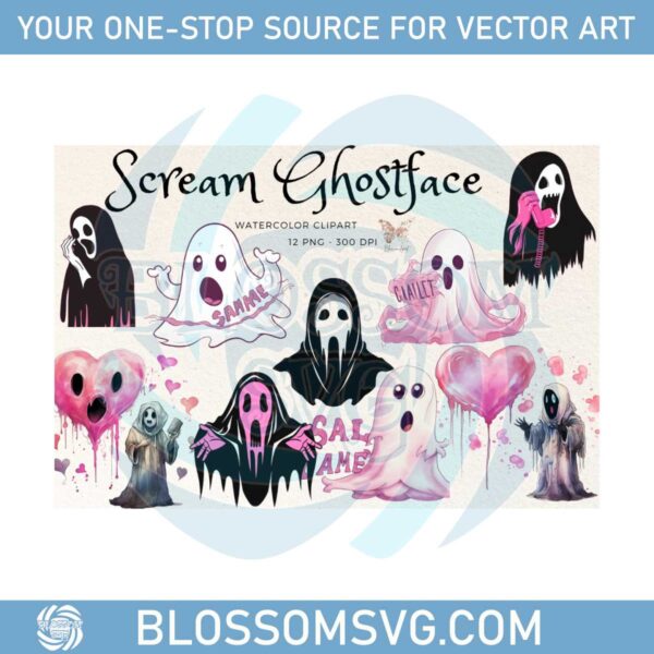 scream-ghostface-watercolor-png-bundle