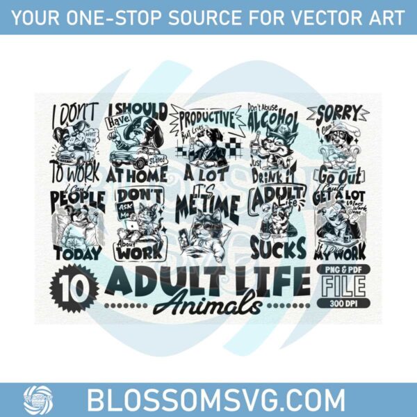 adult-life-animals-tshirt-design-png-bundle