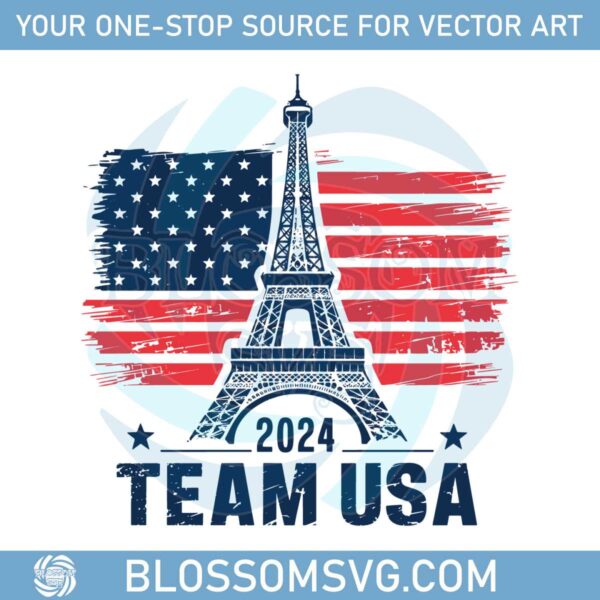 team-usa-2024-vintage-logo-retro-paris-eiffel-tower-design-svg