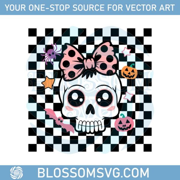 halloween-coquette-cute-skull-checkered-svg