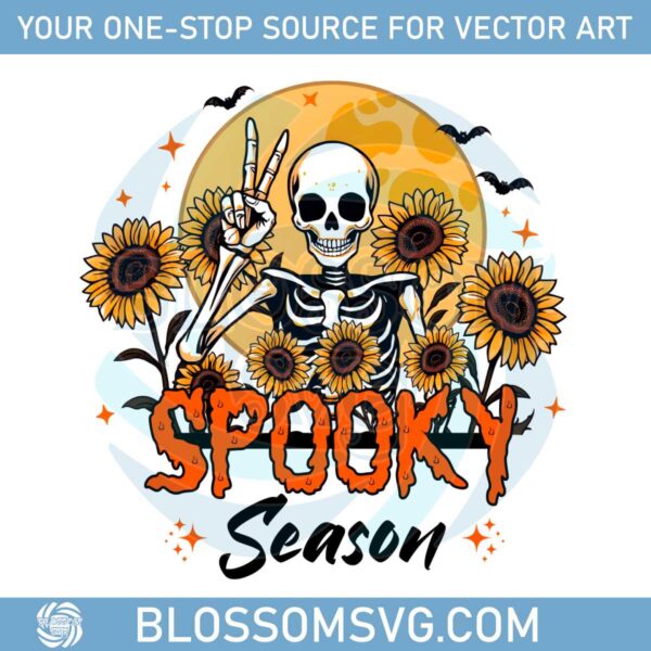 spooky-season-halloween-skeleton-sunflowers-png