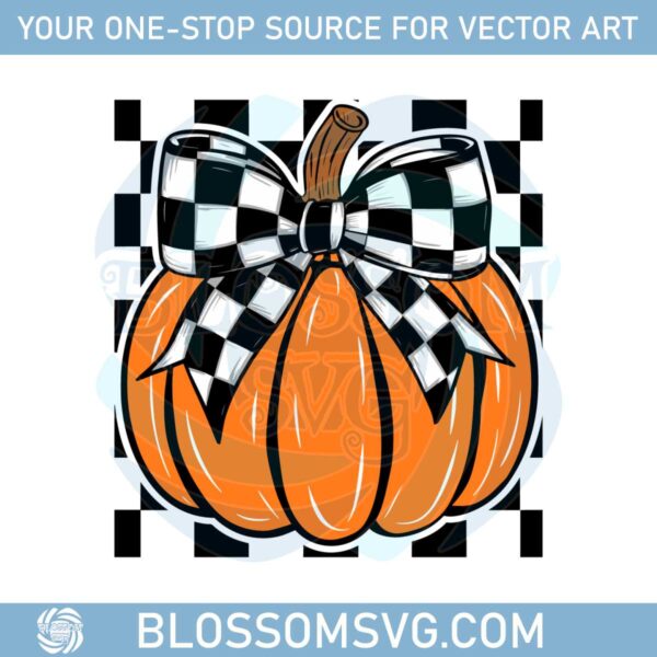 coquette-halloween-pumpkin-checkered-bow-svg