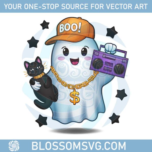 hip-hop-ghost-with-cat-hoodie-png