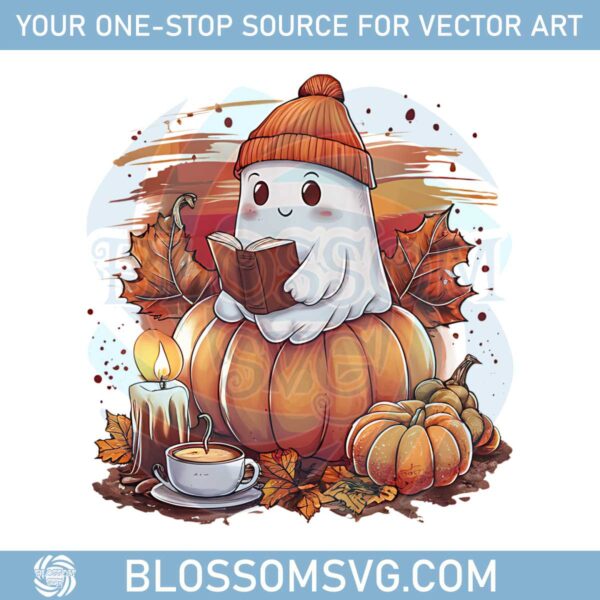 bookish-ghost-pumpkin-png-ghost-reading-pngretro-halloween-png-cute-ghost-halloween-png-halloween-autumn-vibes-png-cute-ghost-book-png