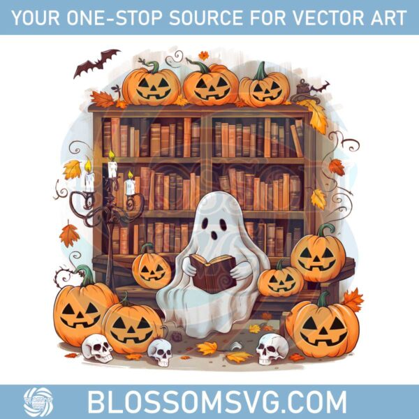 ghost-pumpkin-bookworm-reading-retro-halloween-png