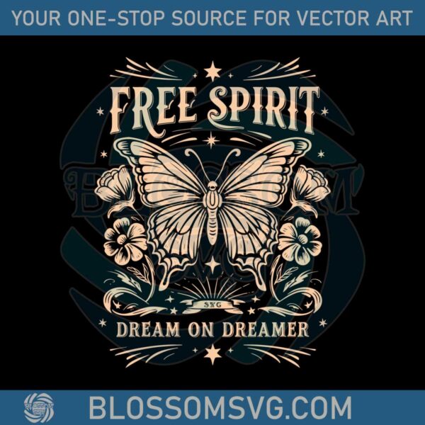 retro-free-spirit-dream-on-dreamer-trendy-svg