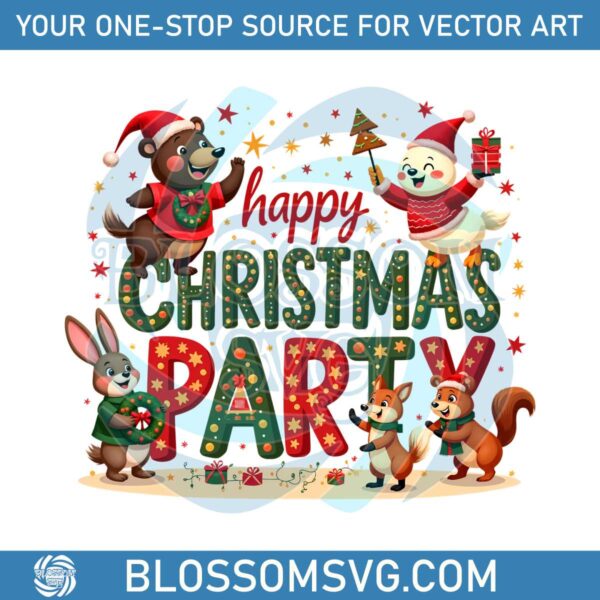 cartoon-happy-christmas-party-2024-christmas-farm-animal-png