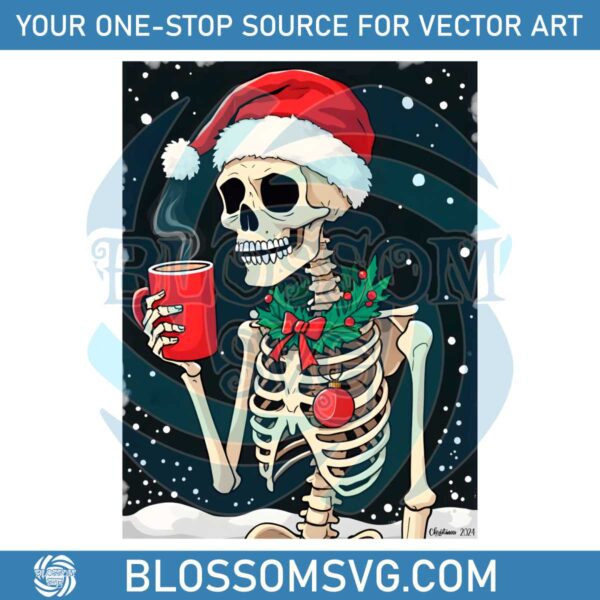 retro-christmas-coffee-lover-christmas-skull-coffee-png