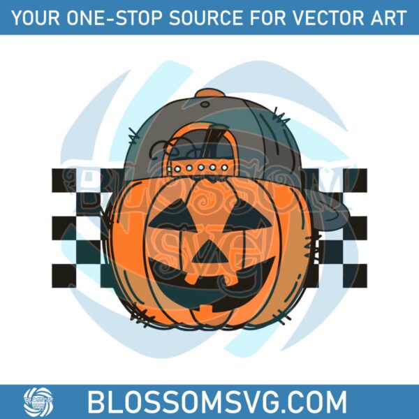 checkered-pumpkin-cap-halloween-svg