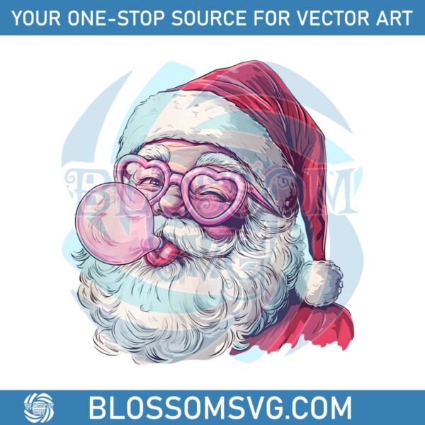 retro-santa-christmas-blowing-bubble-png