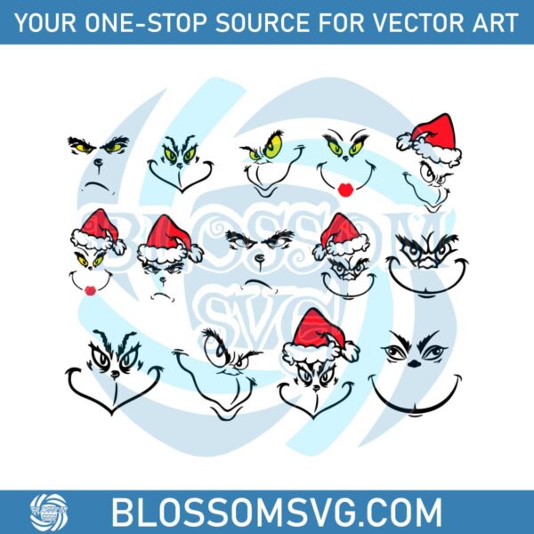 grinch-face-outline-santa-hat-svg-bundle