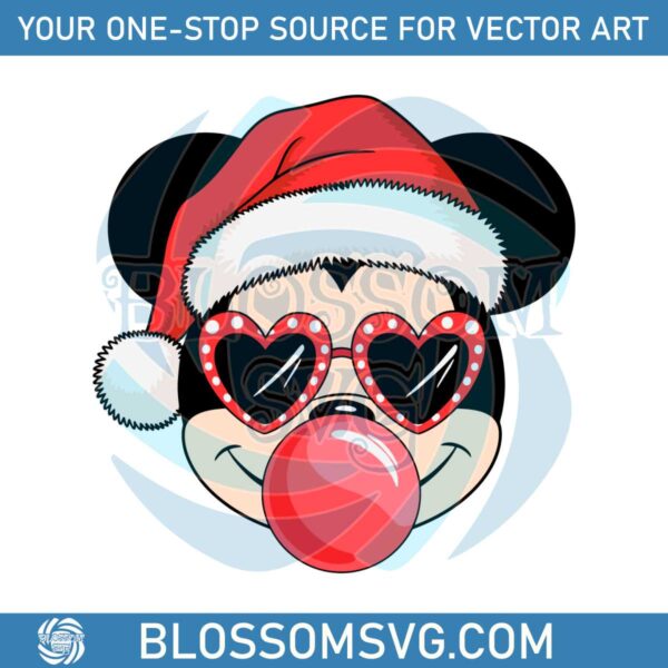 christmas-mickey-mouse-santa-hat-blowing-bubble-svg