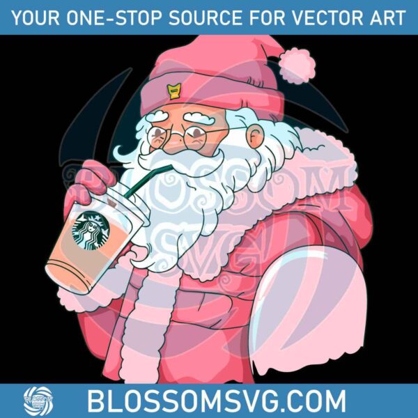 Charming Pink Santa Starbucks SVG