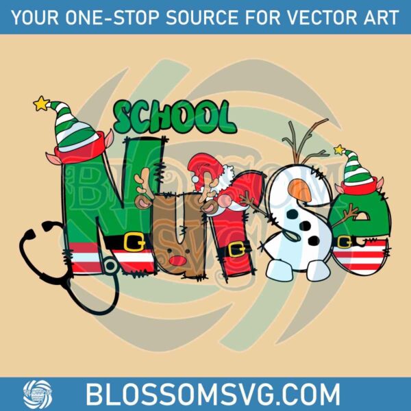 Festive School Nurse Elf Santa Hat SVG