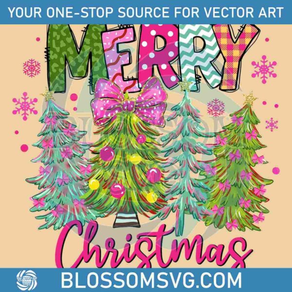 Vibrant Brushstroke Christmas Tree Coquette PNG