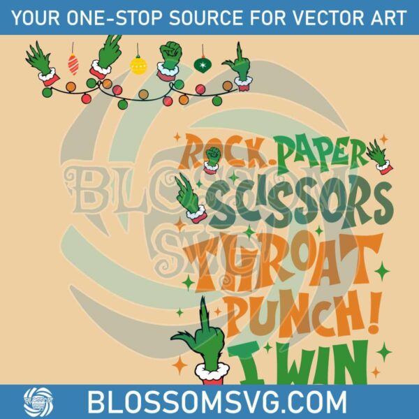 Victory Grinch Hand SVG Rock Paper Scissors Throat Punch