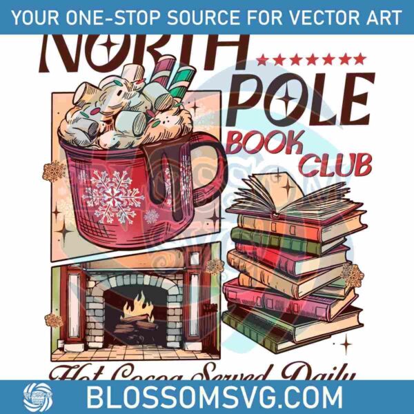 Vintage Christmas North Pole Book Club with Daily Hot Cocoa SVG