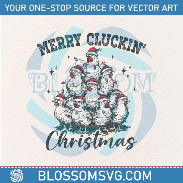 Vintage Festive Chicken Santa Hat SVG